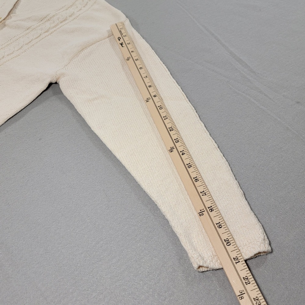 Liz Wear Vintage Cardigan Sweater Cable Knit Button Front Cream Women's Large - Picture 8 of 10